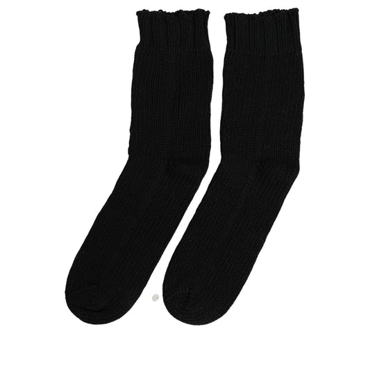 Dolce & Gabbana Men Dark Blue Cotton Ribbed Mid Calf Accessory Socks