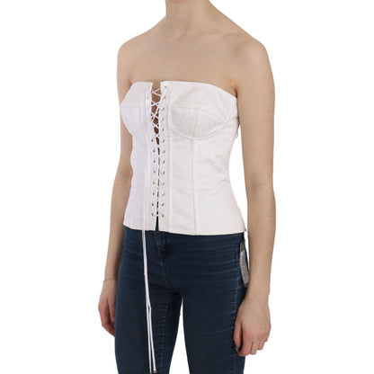 Dolce & Gabbana White PALERMO Cotton Bustier Top Corset
