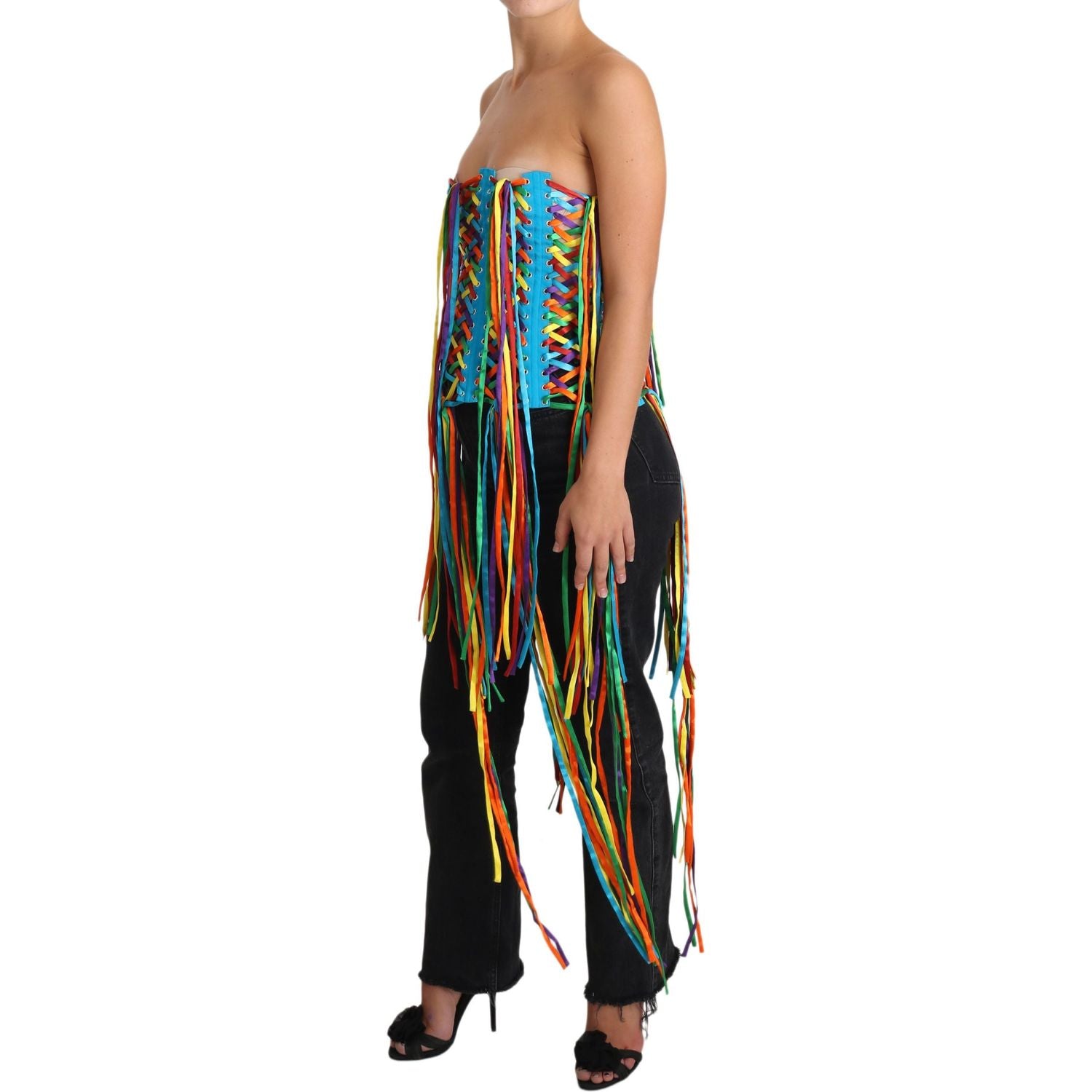 Dolce & Gabbana Multicolor Strings Bustier Polyester Corset  Top