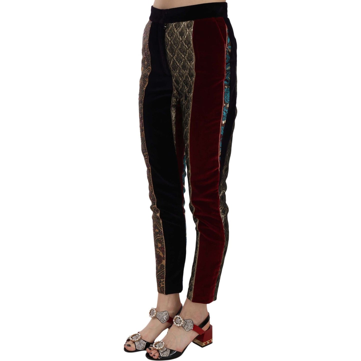 Dolce & Gabbana Multicolor Jacquard Cropped Tapered Pants