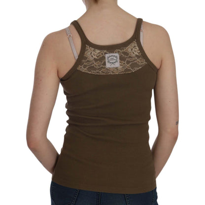 PINK MEMORIES Brown Sleeveless Spaghetti Strap Blouse Top