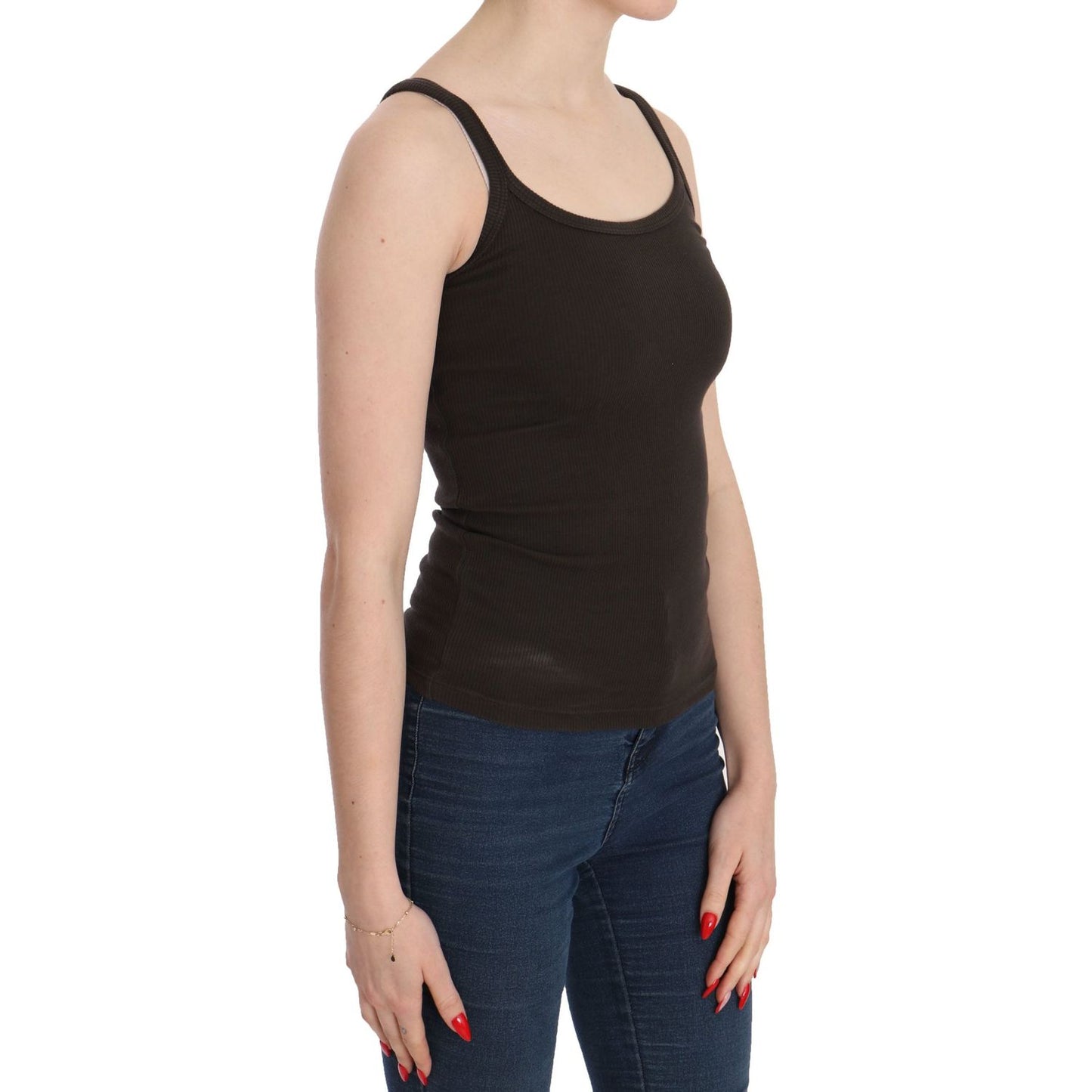 PINK MEMORIES Dark Brown Sleeveless Spaghetti Strap Blouse