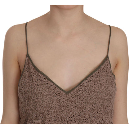 PINK MEMORIES Cotton Green Spaghetti Strap A-line Mini Dress