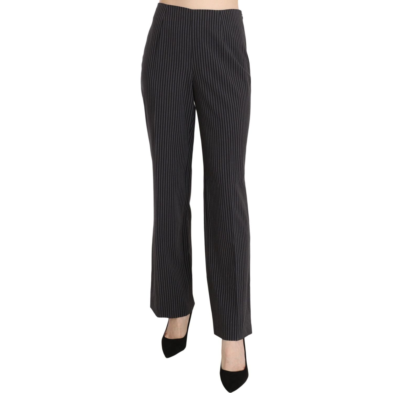 BENCIVENGA Black Striped Cotton Sretch Dress Trousers Pants