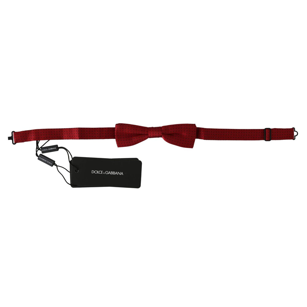 Dolce & Gabbana Red Dotted Silk Adjustable Neck Papillon Bow Tie FT2014