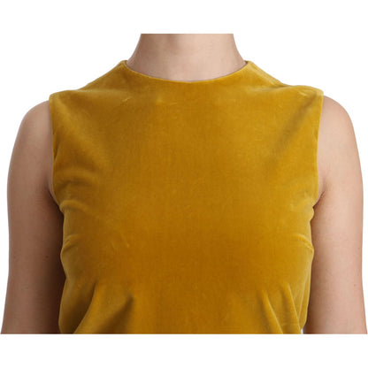 Dolce & Gabbana Mustard Velvet Stretch Shift Mini Dress