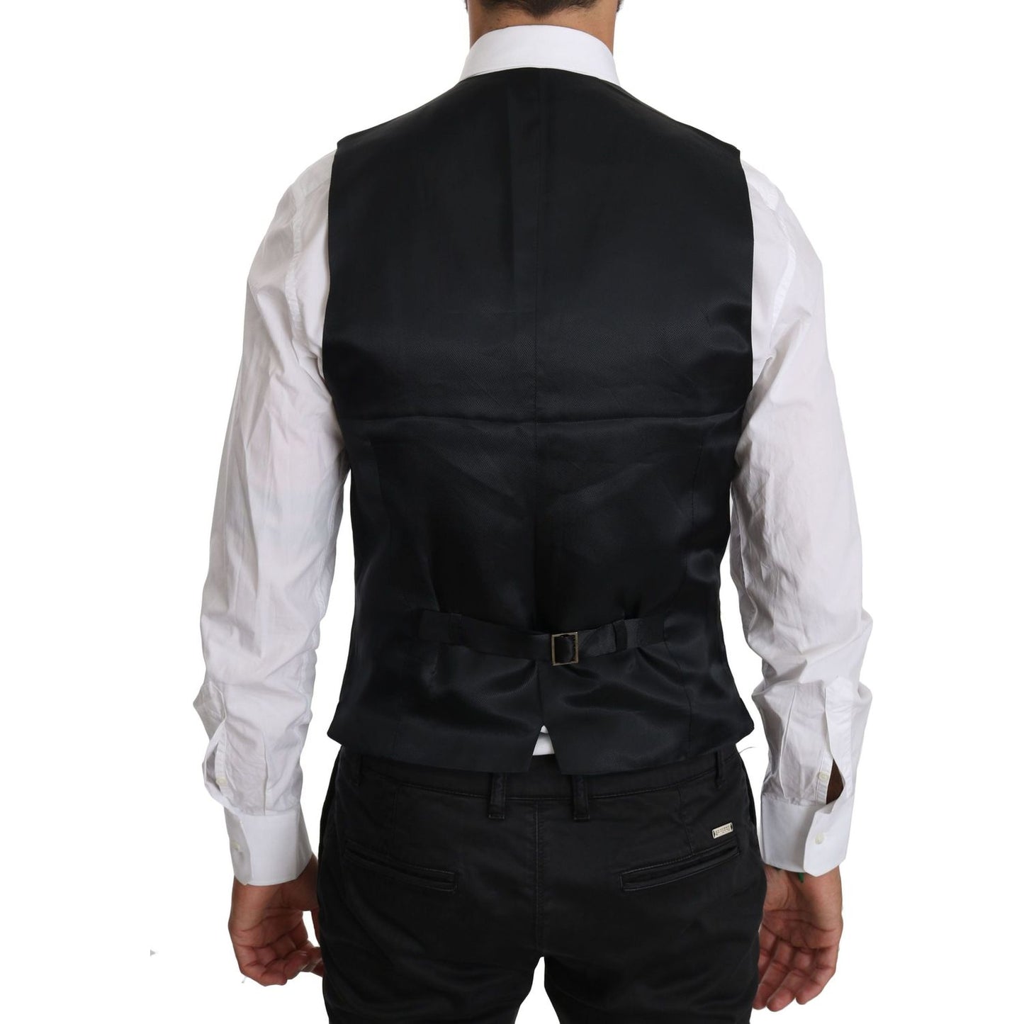 Dolce & Gabbana Blue Wool Waistcoat Formal Gilet Vest