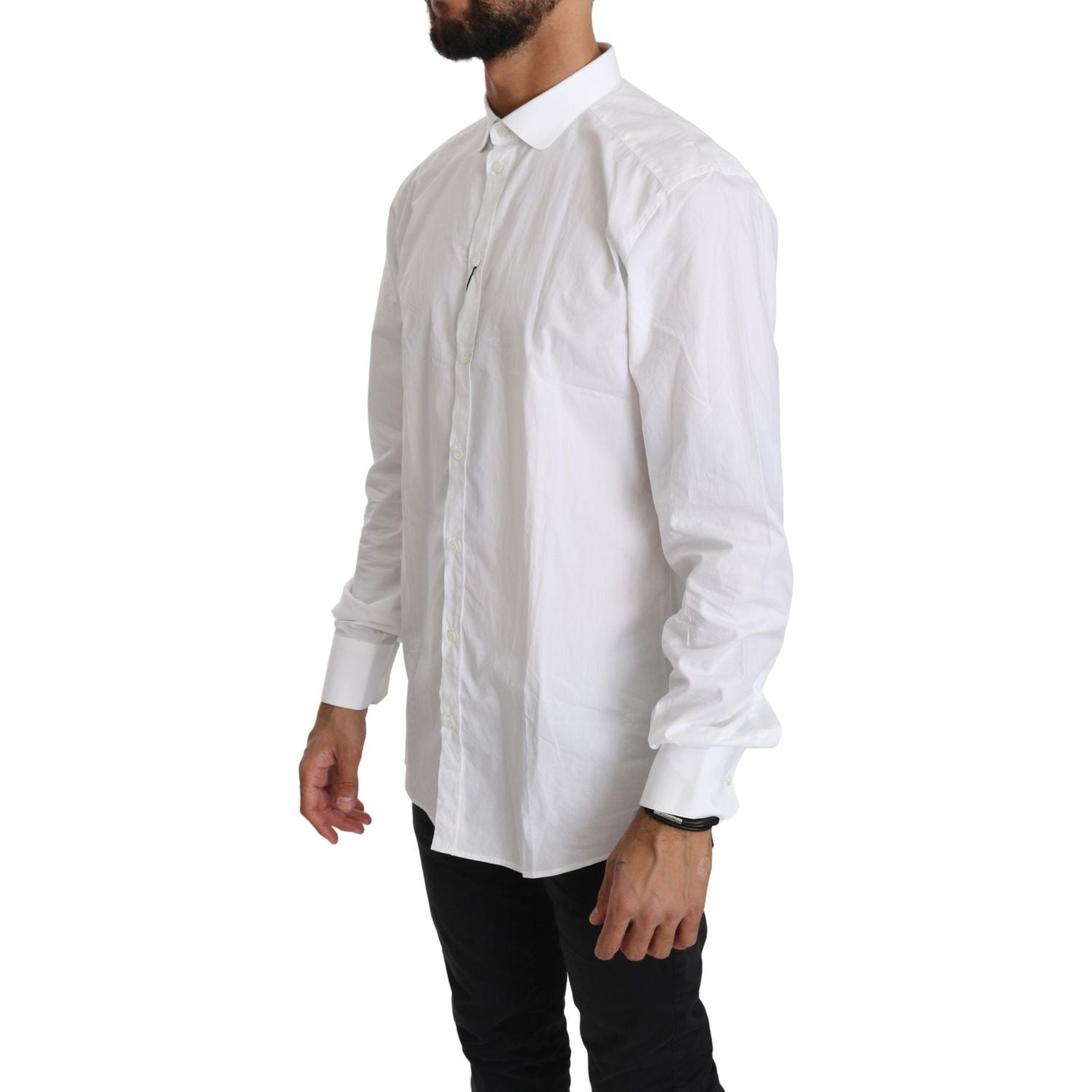 Dolce & Gabbana White Cotton Long Sleeve Top Shirt