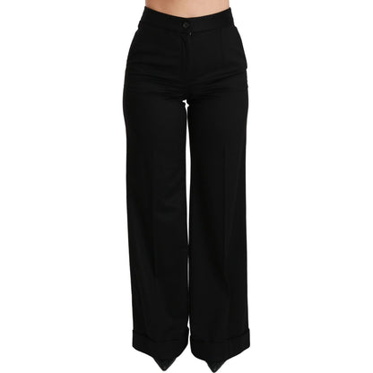 Dolce & Gabbana Black Wide Leg Flared Trouser Cashmere Pants Jeans & Pants