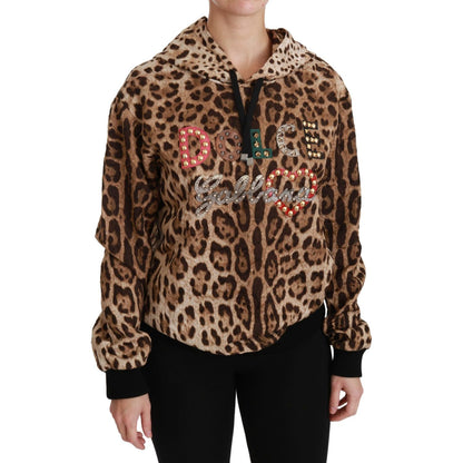 Dolce & Gabbana Brown Hooded Studded Ayers Leopard Sweater