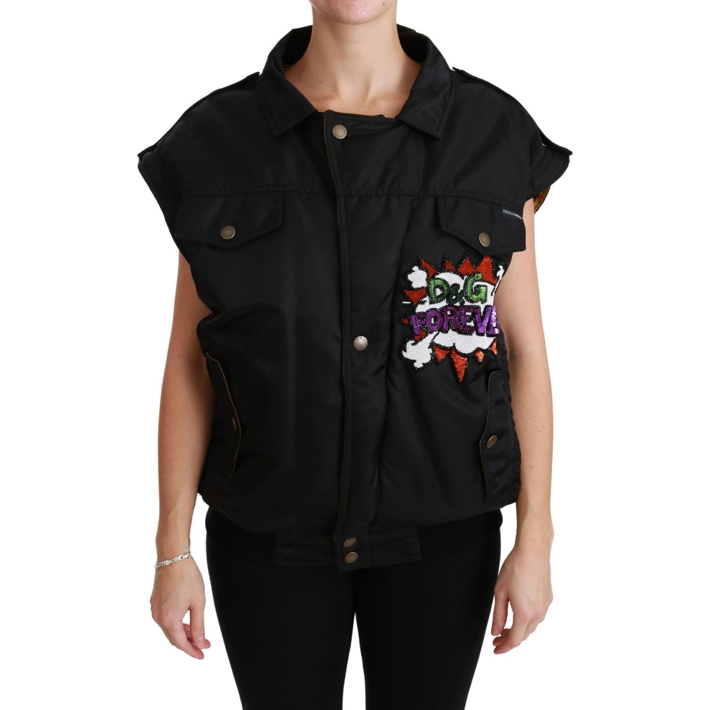Dolce & Gabbana Black Queen Crown Sequined Bomber Jacket