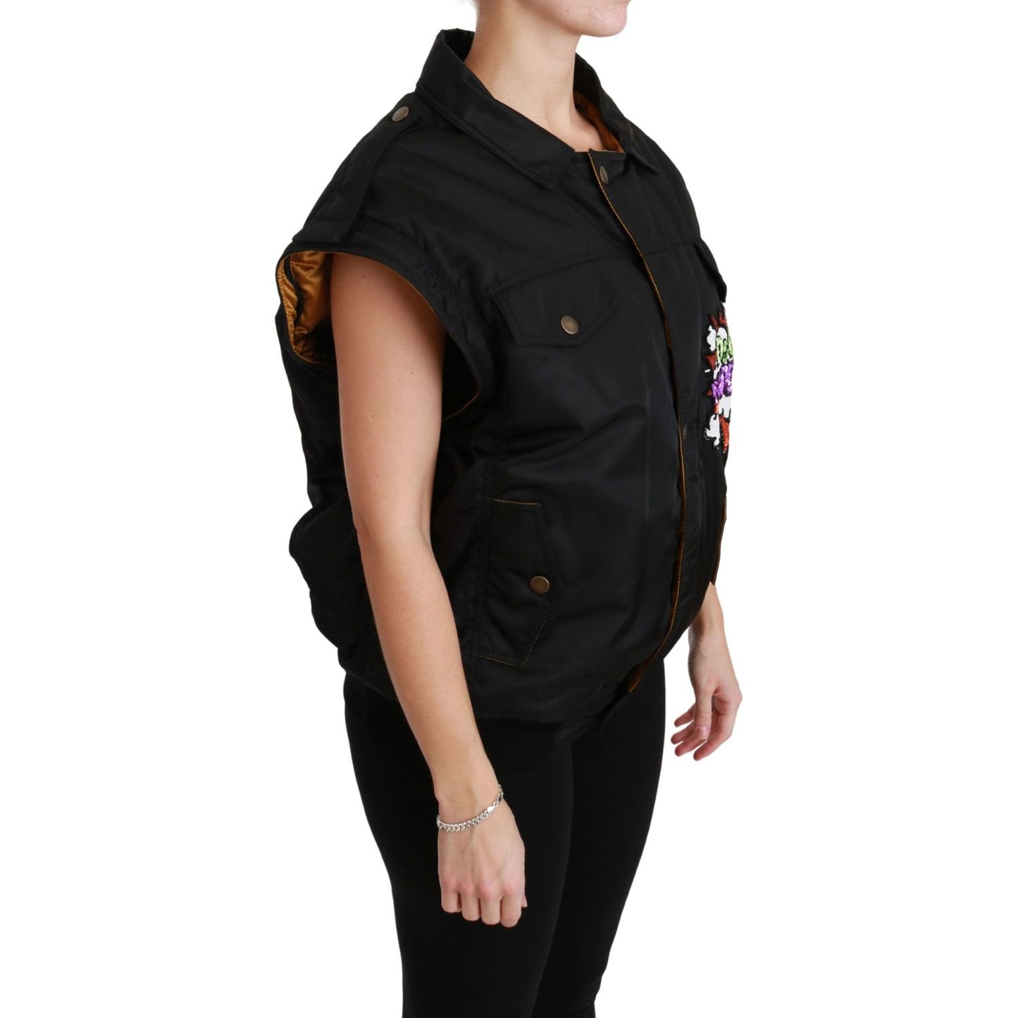Dolce & Gabbana Black Queen Crown Sequined Bomber Jacket