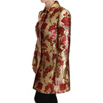 Dolce & Gabbana Red Gold Floral Brocade Cape Coat Jacket