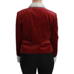 Dolce & Gabbana Red Velvet Baroque Crystal Blazer Jacket
