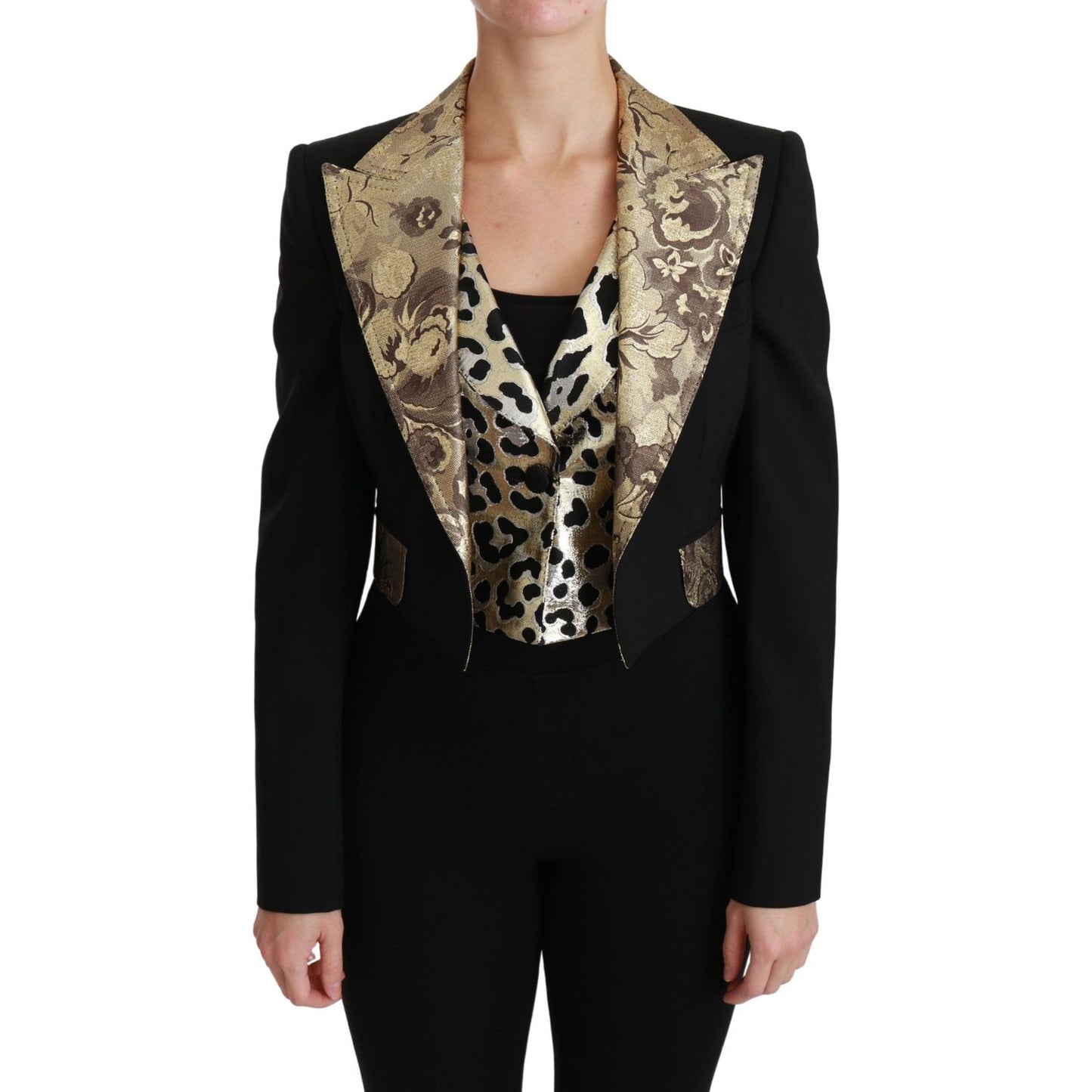 Dolce & Gabbana Black Jacquard Vest Blazer Coat Wool Jacket Coats & Jackets