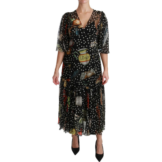 Dolce & Gabbana Black Sea Fish Sicily A-line Shift Dress DR2540-42