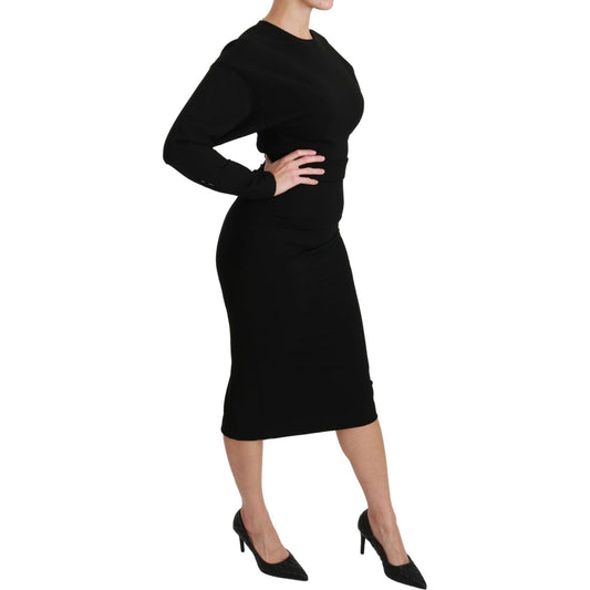Dolce & Gabbana Black Bodycon Sheath Midi Stretch Dress DR2543-40
