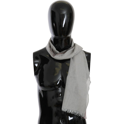 Costume National Gray Fringe Neck Wrap Cotton Scarf Scarves