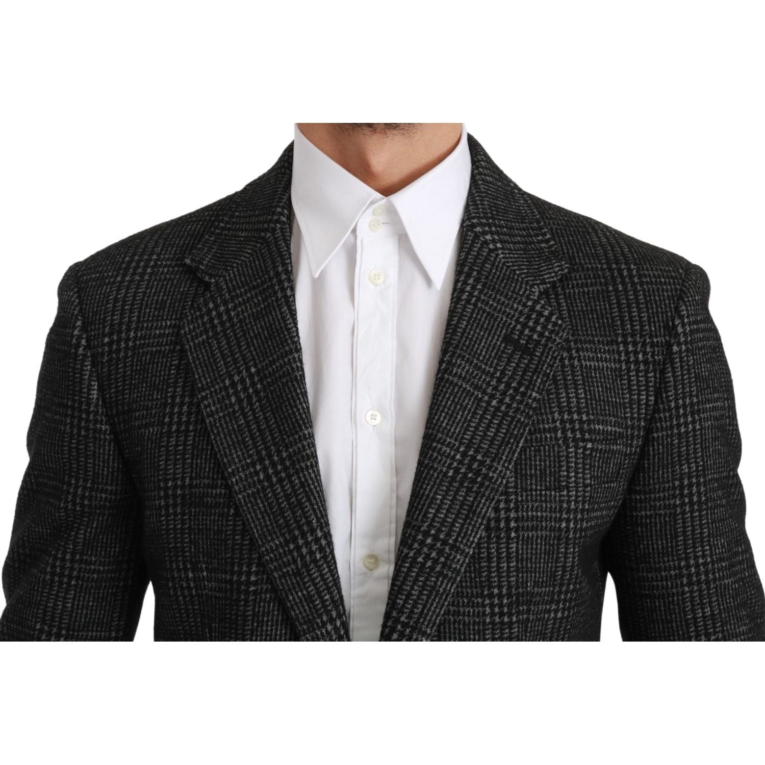 Dolce & Gabbana Gray Plaid Check Slim Fit Jacket Blazer