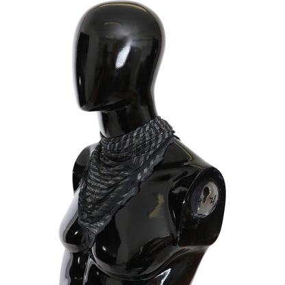 Costume National Black Gray Viscose Foulard Branded Scarf Scarves