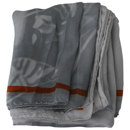 Costume National Gray Red Silk Shawl Foulard Wrap Scarf Silk Wrap Shawls
