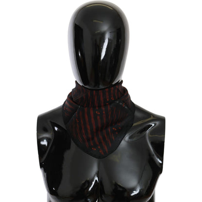 Costume National Black Orange 100% Silk Branded Scarf Silk Scarves
