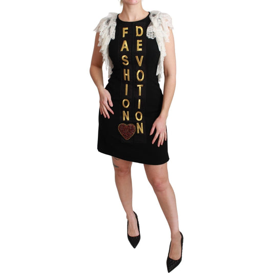 Dolce & Gabbana Black Fashion Devotion Sheath Mini Dress DR2558-38