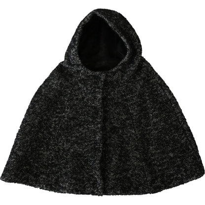 Dolce & Gabbana Gray Tweet Wool Kaftan Jacket Coat Top Hood Scarf
