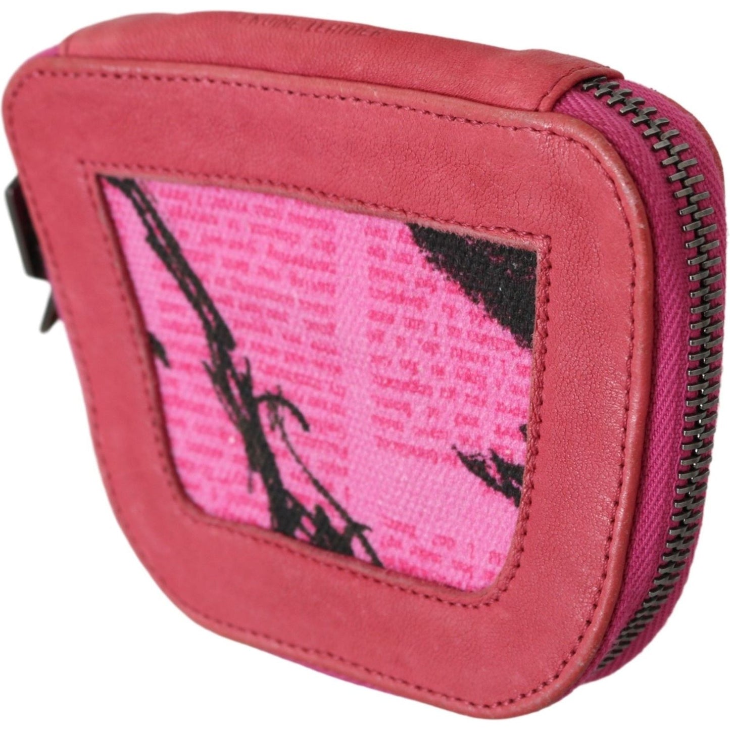PINKO Pink Suede Printed Coin Holder Women Fabric Zippered Purse Purse