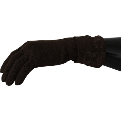 Costume National Brown Wool Knitted One Size Wrist Length Gloves