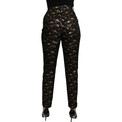 Dolce & Gabbana Black Gold Brocade High Waist Pants Dolce & Gabbana