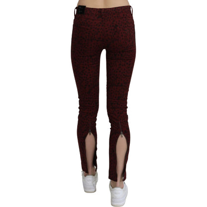 Costume National Dark Red Mid Waist Slim Fit Cotton Jeans