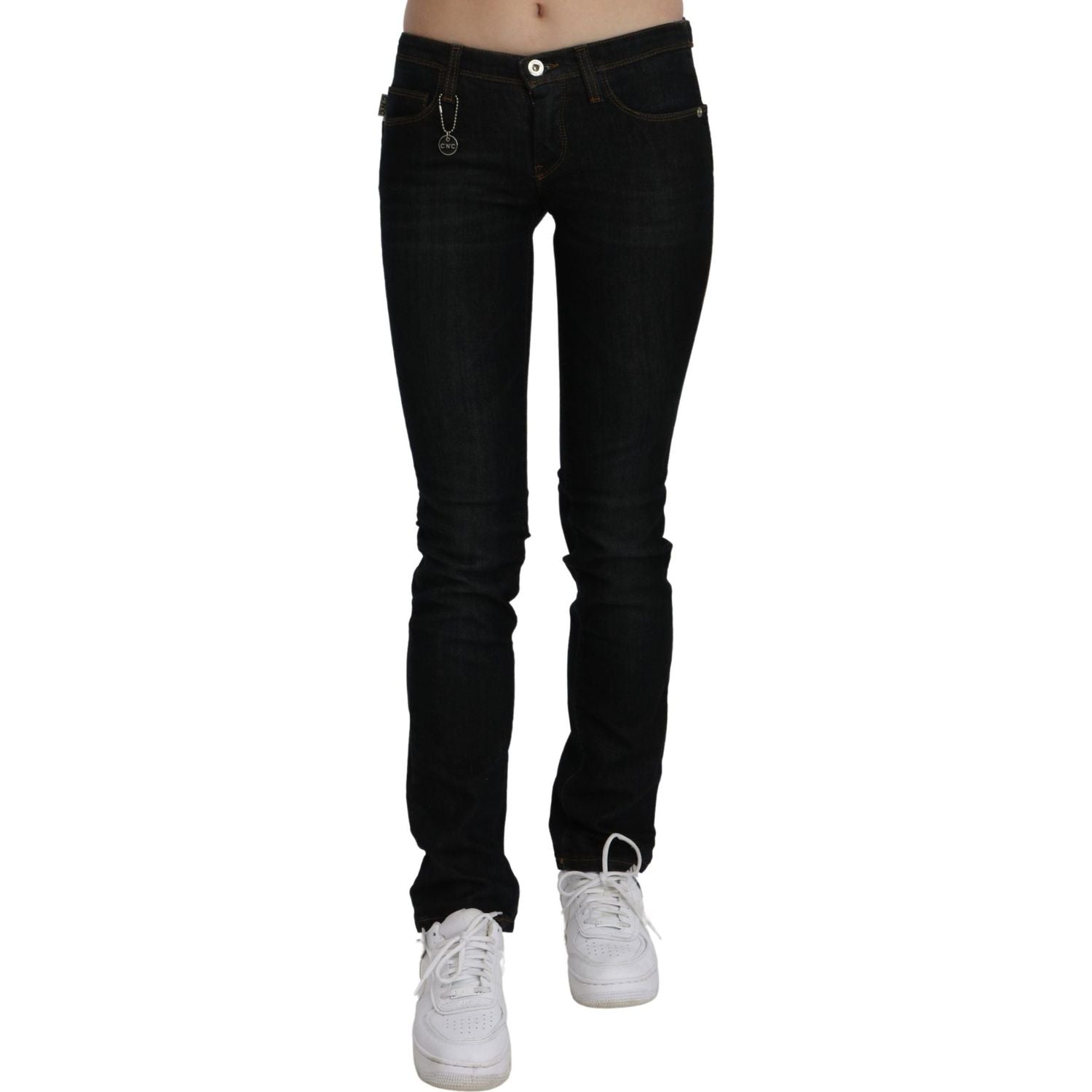 Costume National Black Mid Waist Skinny Denim Cotton Jeans