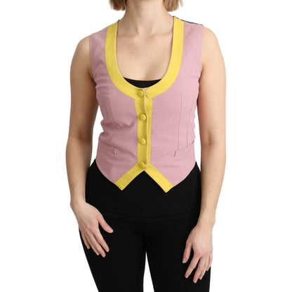 Dolce & Gabbana Pink Sleeveless Waistcoat Vest Cotton Top