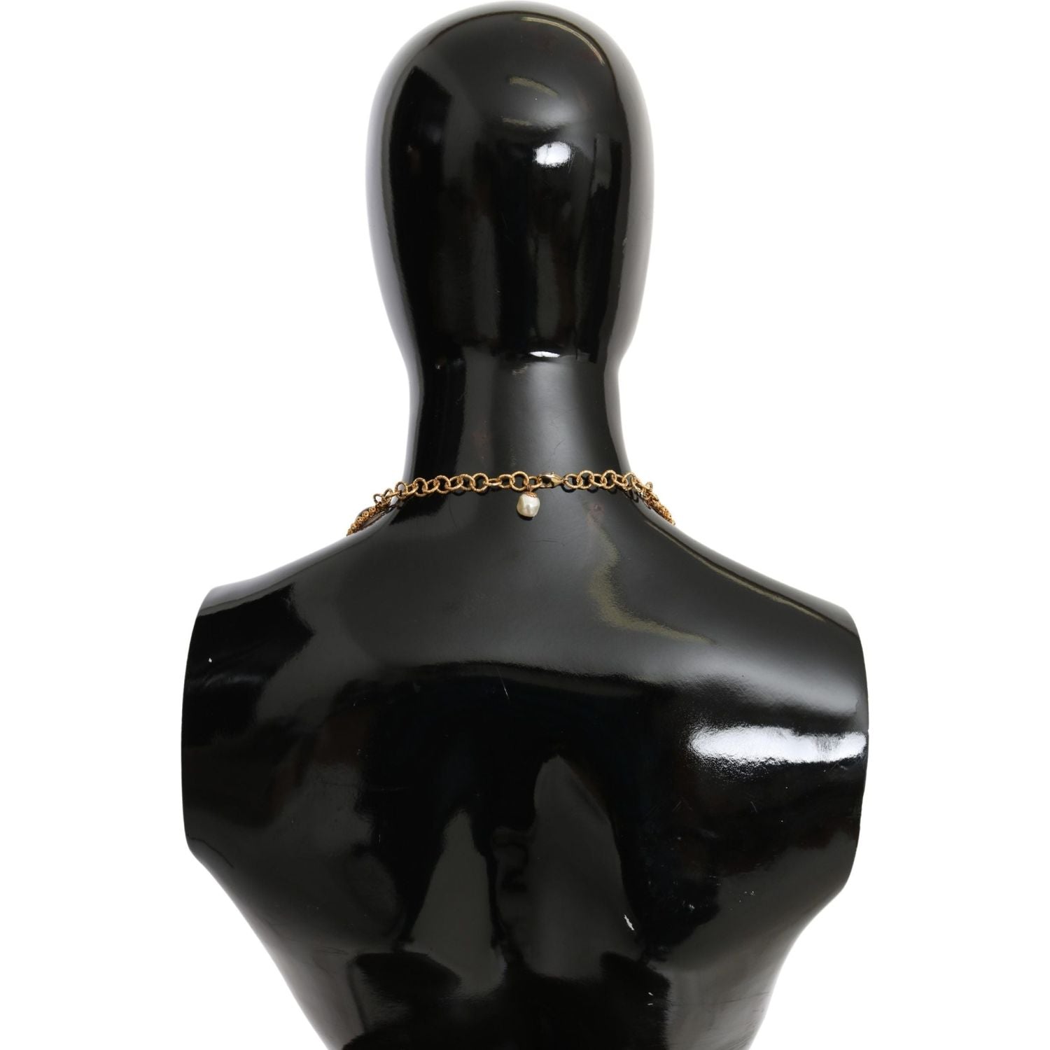 Dolce & Gabbana Red Purple Crystal Floral Chain Statement Gold Brass Necklace