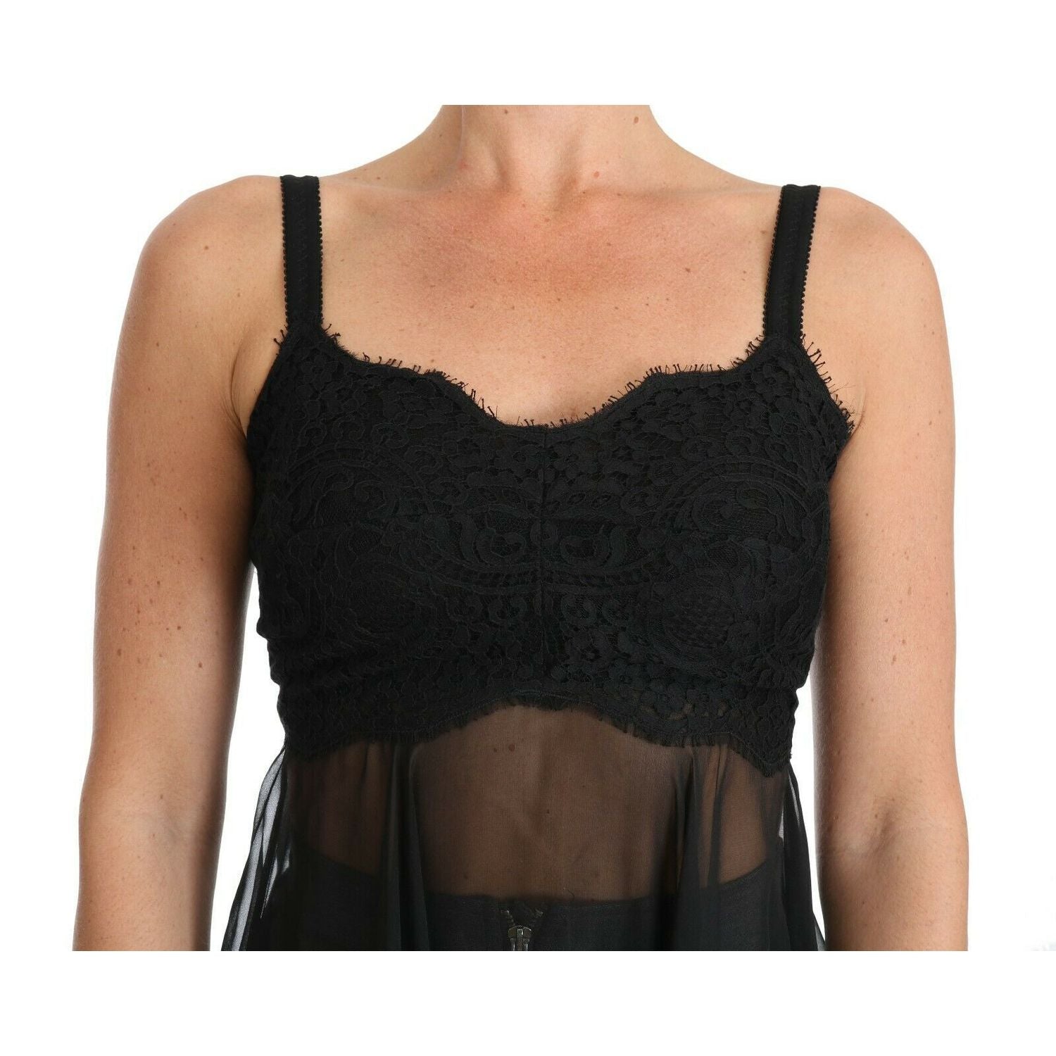 Dolce & Gabbana Black Silk Lace Dress Chemise Lingerie