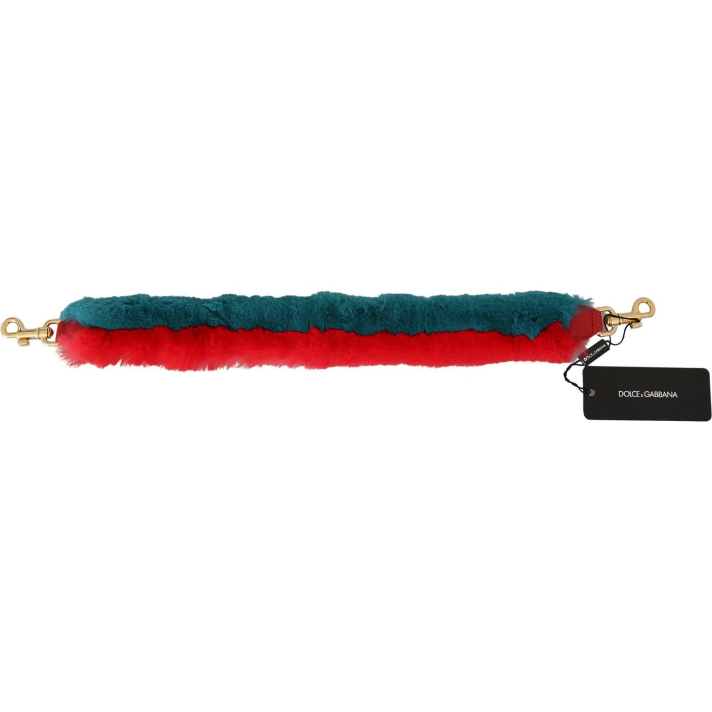 Dolce & Gabbana Red Blue Rabbit Fur Leather Shoulder Strap
