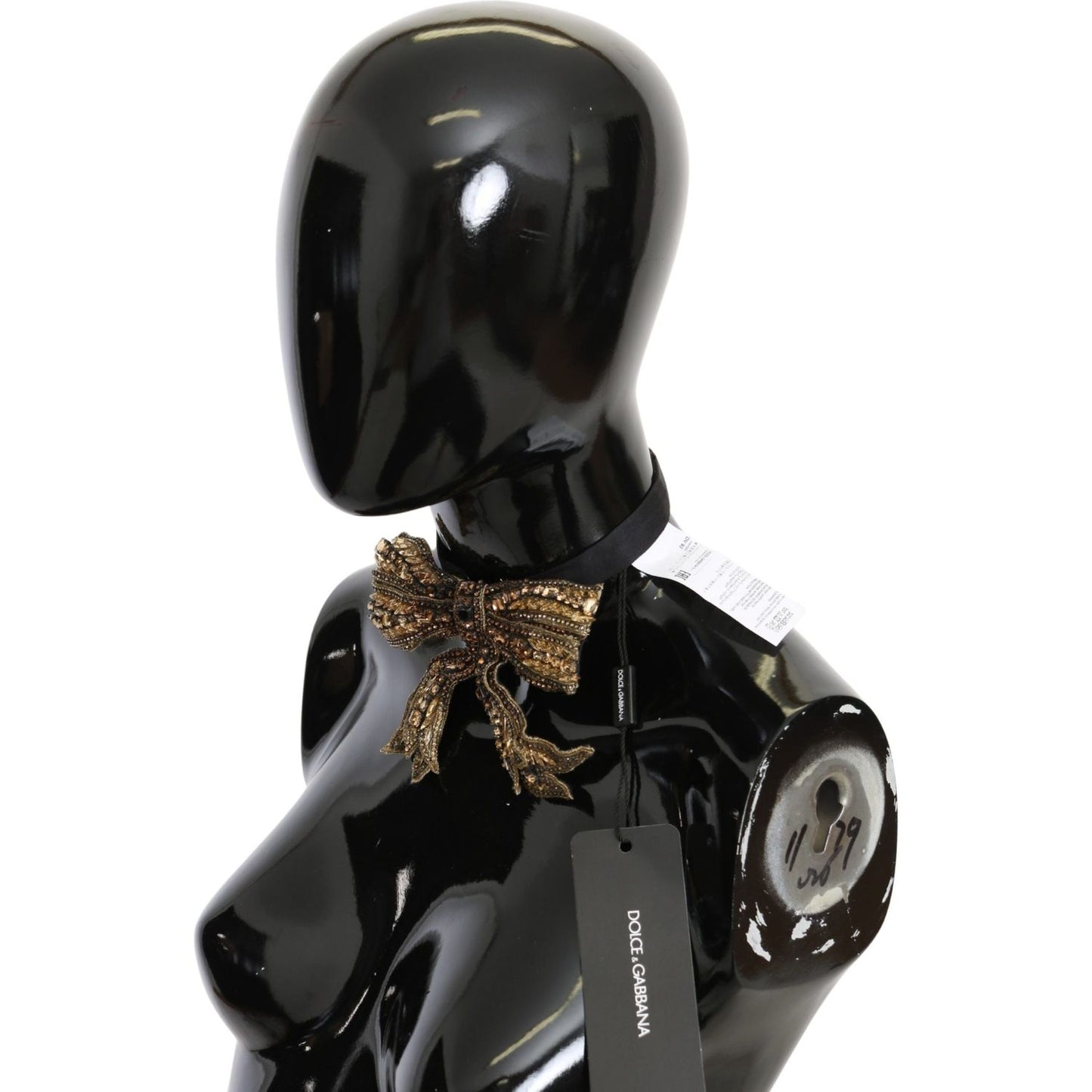 Dolce & Gabbana Gold Crystal Beaded Sequined 100% Silk Catwalk Necklace Necklace