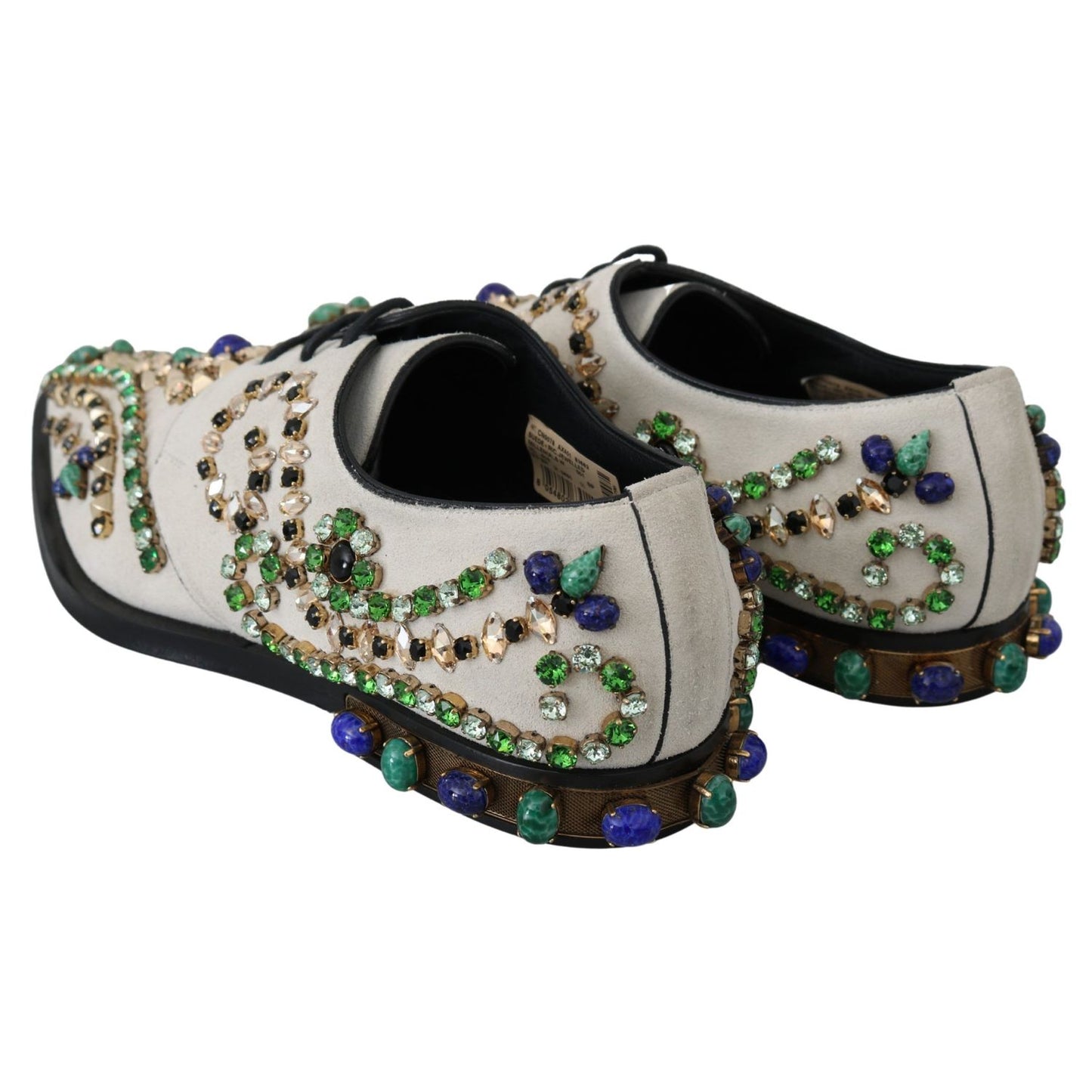 Dolce & Gabbana White Suede Crystal Dress Broque Shoes