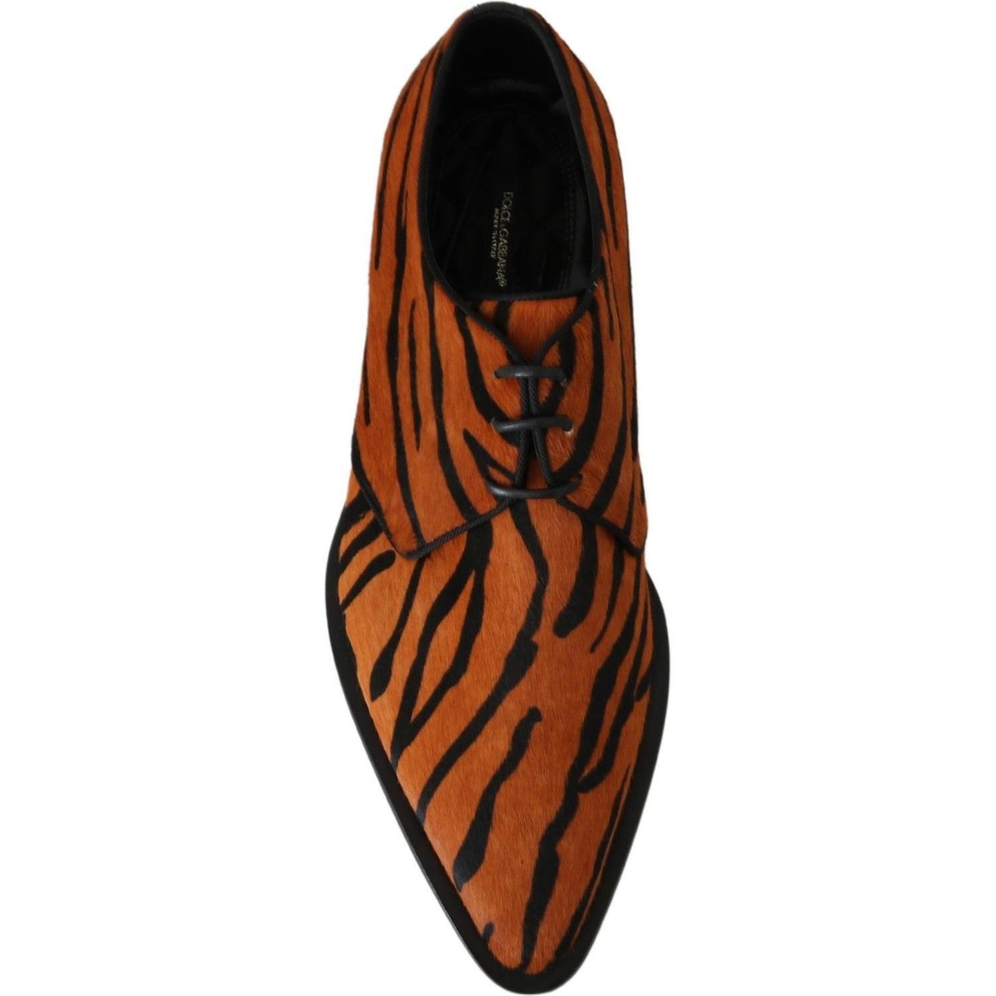 Dolce & Gabbana Orange Pony Hair Formal Dress Broque Shoes LA7208-41