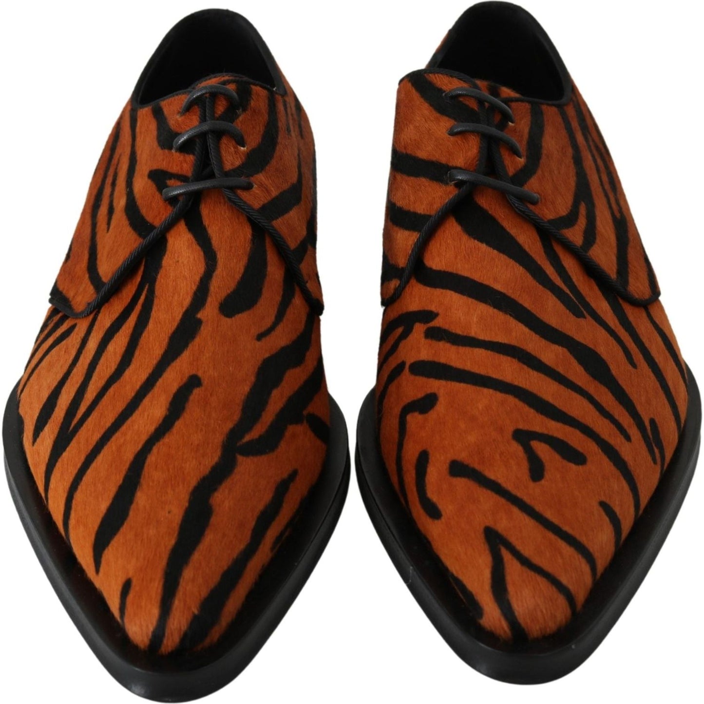 Dolce & Gabbana Orange Pony Hair Formal Dress Broque Shoes LA7208-41