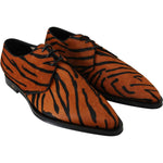 Dolce & Gabbana Orange Pony Hair Formal Dress Broque Shoes LA7208-41