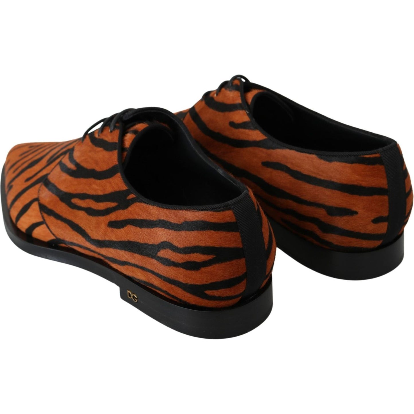 Dolce & Gabbana Orange Pony Hair Formal Dress Broque Shoes LA7208-41