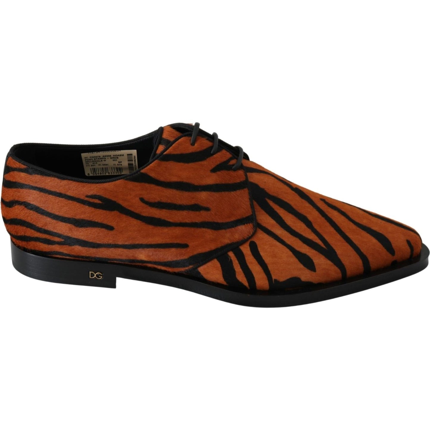 Dolce & Gabbana Orange Pony Hair Formal Dress Broque Shoes LA7208-41
