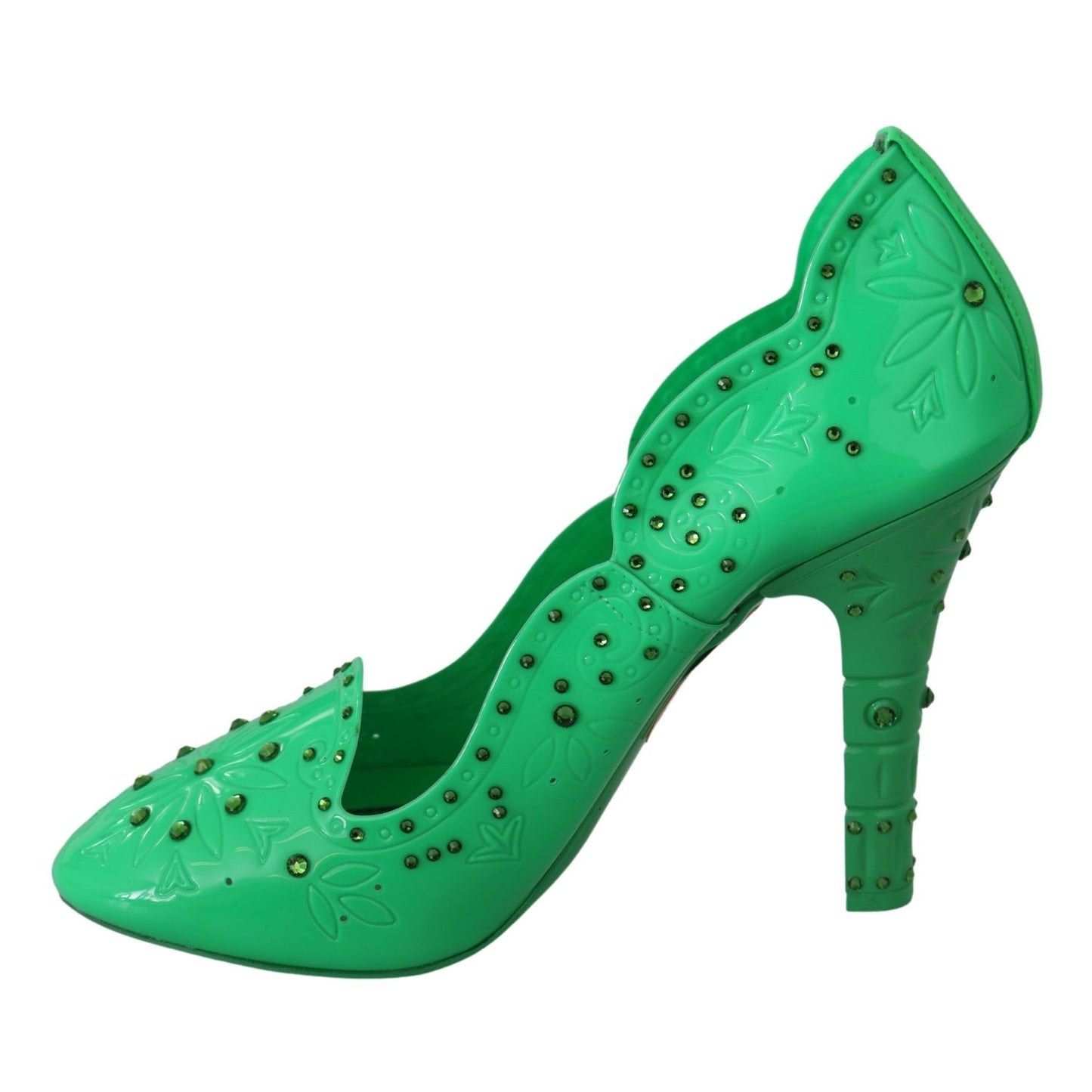 Dolce & Gabbana Green Crystal Floral Heels CINDERELLA Shoes