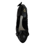 Dolce & Gabbana Black Floral Crystal CINDERELLA Heels Shoes