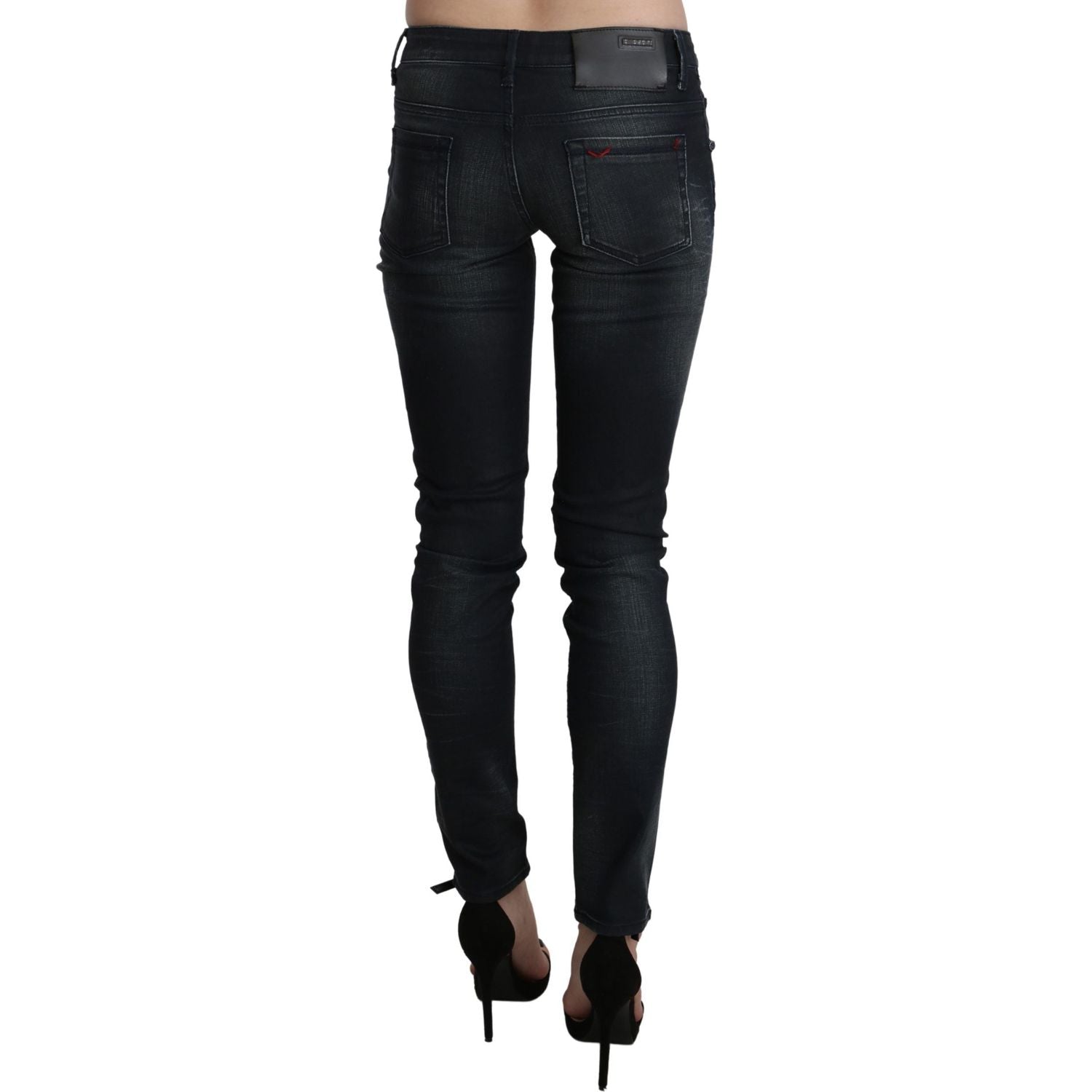 Acht Black Washed Low Waist Skinny Denim Trouser