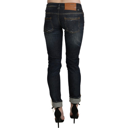 Acht Blue Washed Low Waist Skinny Cropped Denim Pant Jeans & Pants