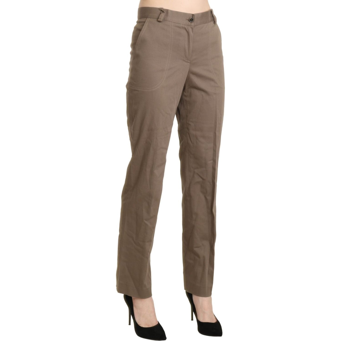 BENCIVENGA Brown High Waist Straight Dress Trouser Pants