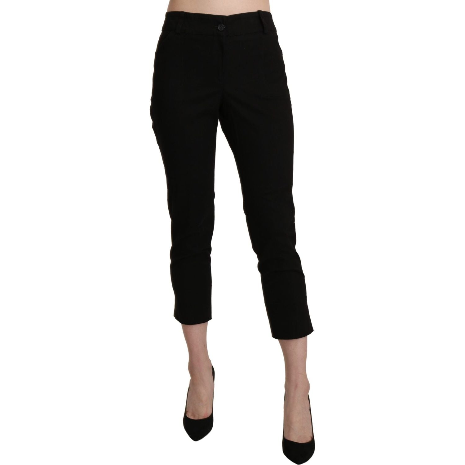 BENCIVENGA Black High Waist Skinny Cropped Dress Trouser Pants